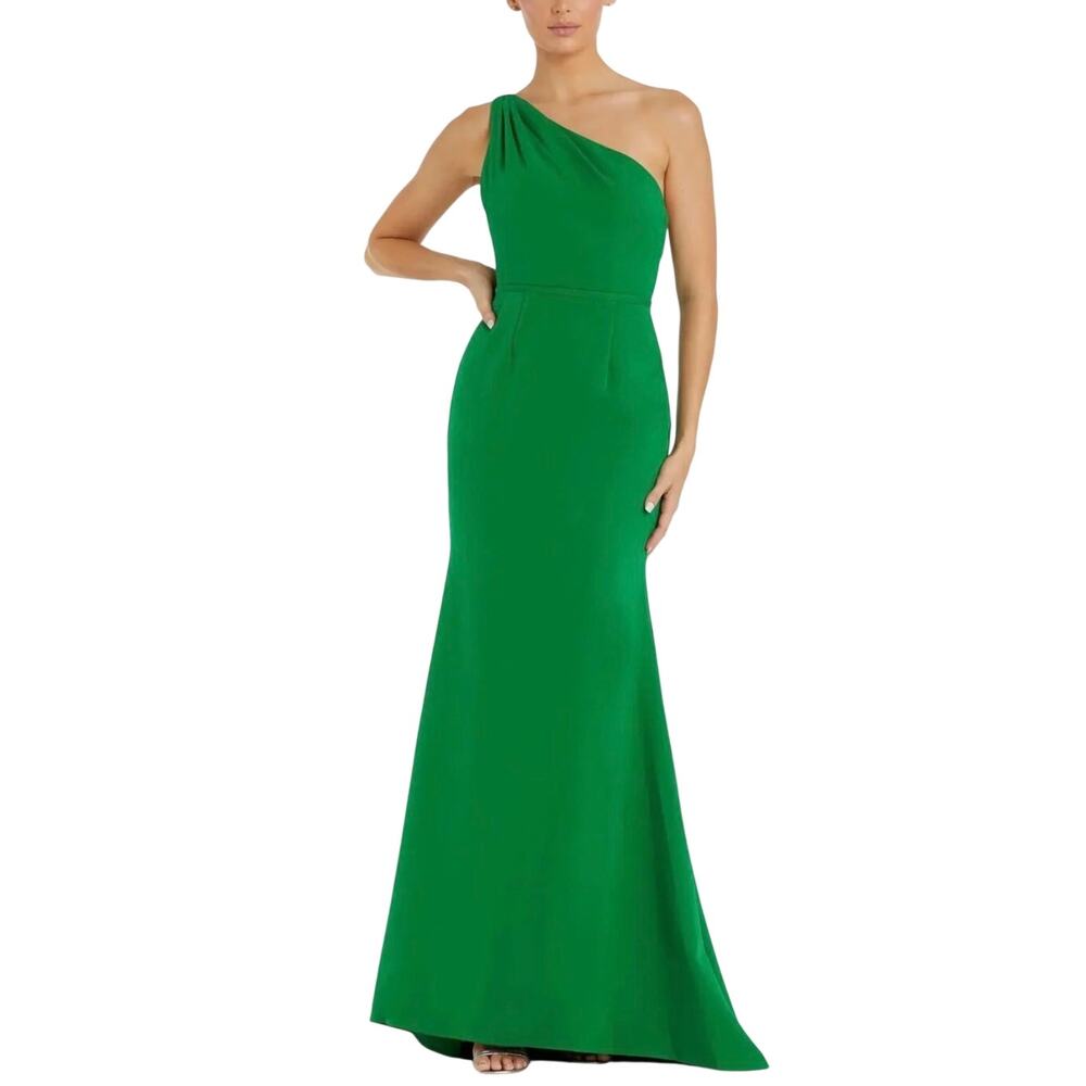 Mac Duggal 26266 Green Evening Gown One Shoulder Backless Mermaid Dress Size 4